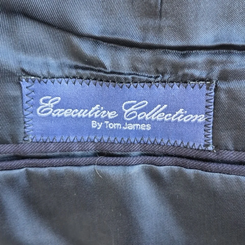 TOM JAMES Executive Collection Dark Navy Solid Bespoke Sz 50 L Mens Sport Coat - Picture 6 of 11